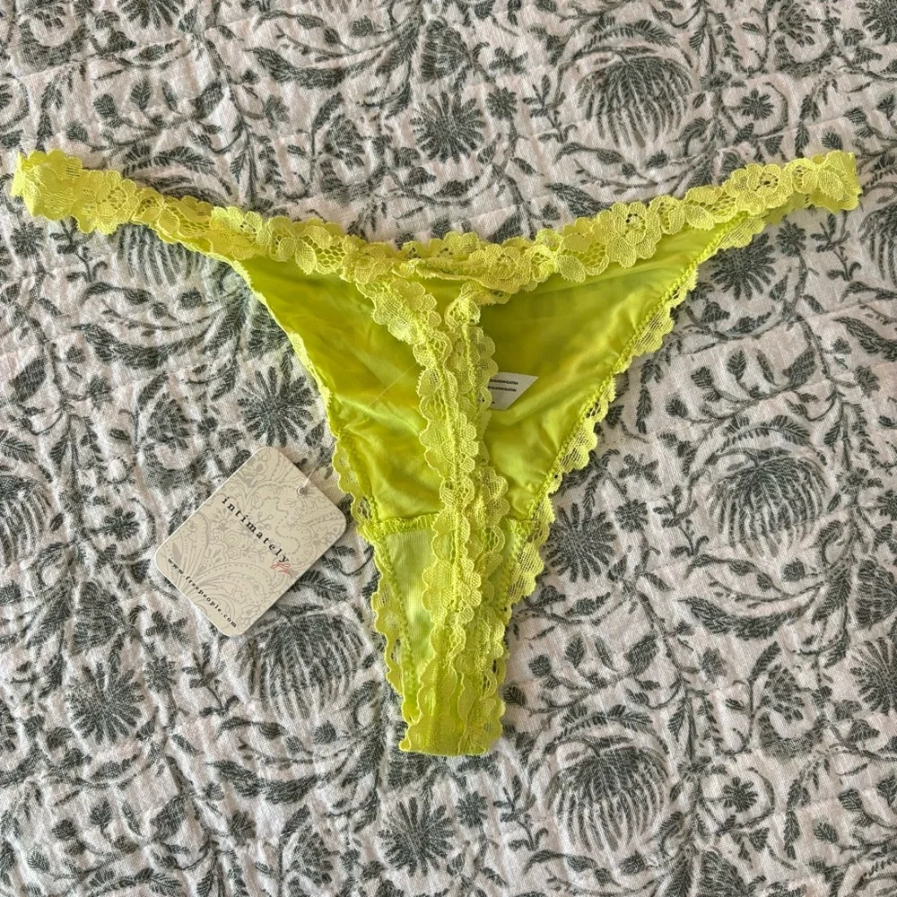 Intimately Free People Lace Trim Thong - Yellow - Picture 2 of 4
